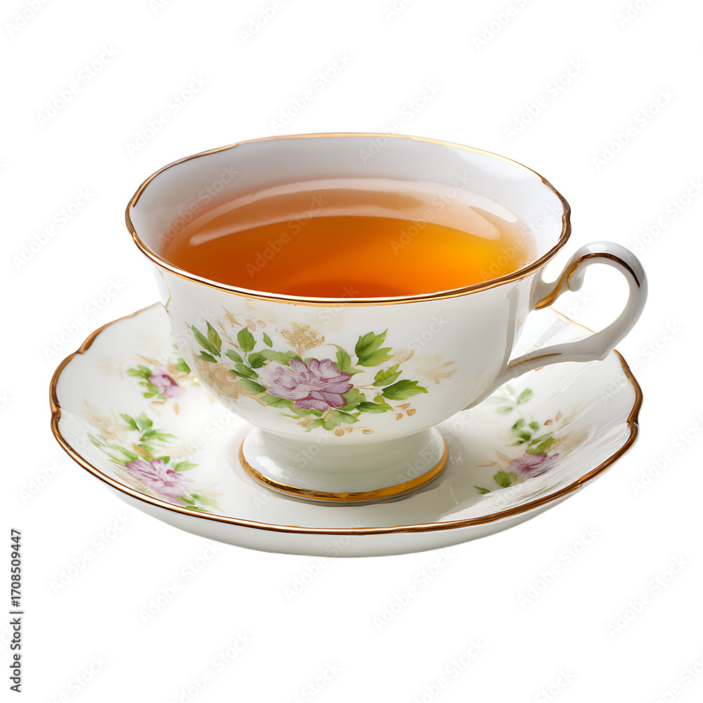 Fototapeta premium Close-up of a cup of tea with saucer.
