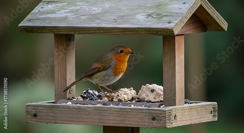 Robin at bird feeder