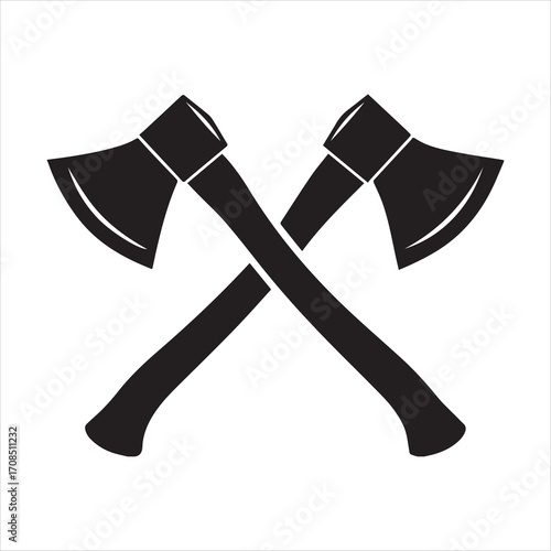 two crossed axes silhouette vector, axes clip art