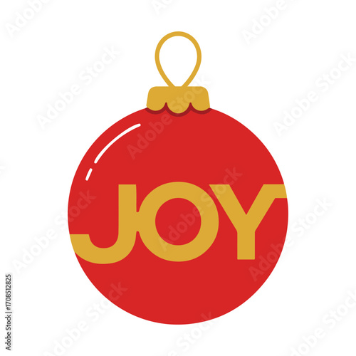 Festive red christmas ornament with golden joy message simple festive holiday decoration