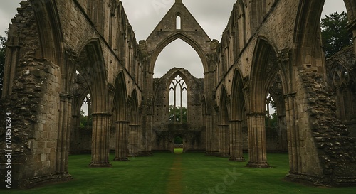 Ruined abbey interior