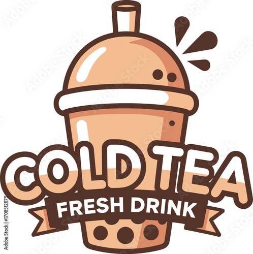 Enjoy a refreshing cold tea fresh drink logo, perfect for summer promotions and vibrant beverage branding