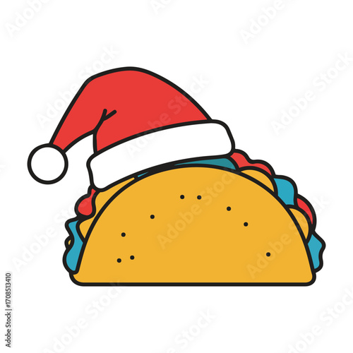 Festive taco with santa hat celebrating christmas and holiday season joyful food