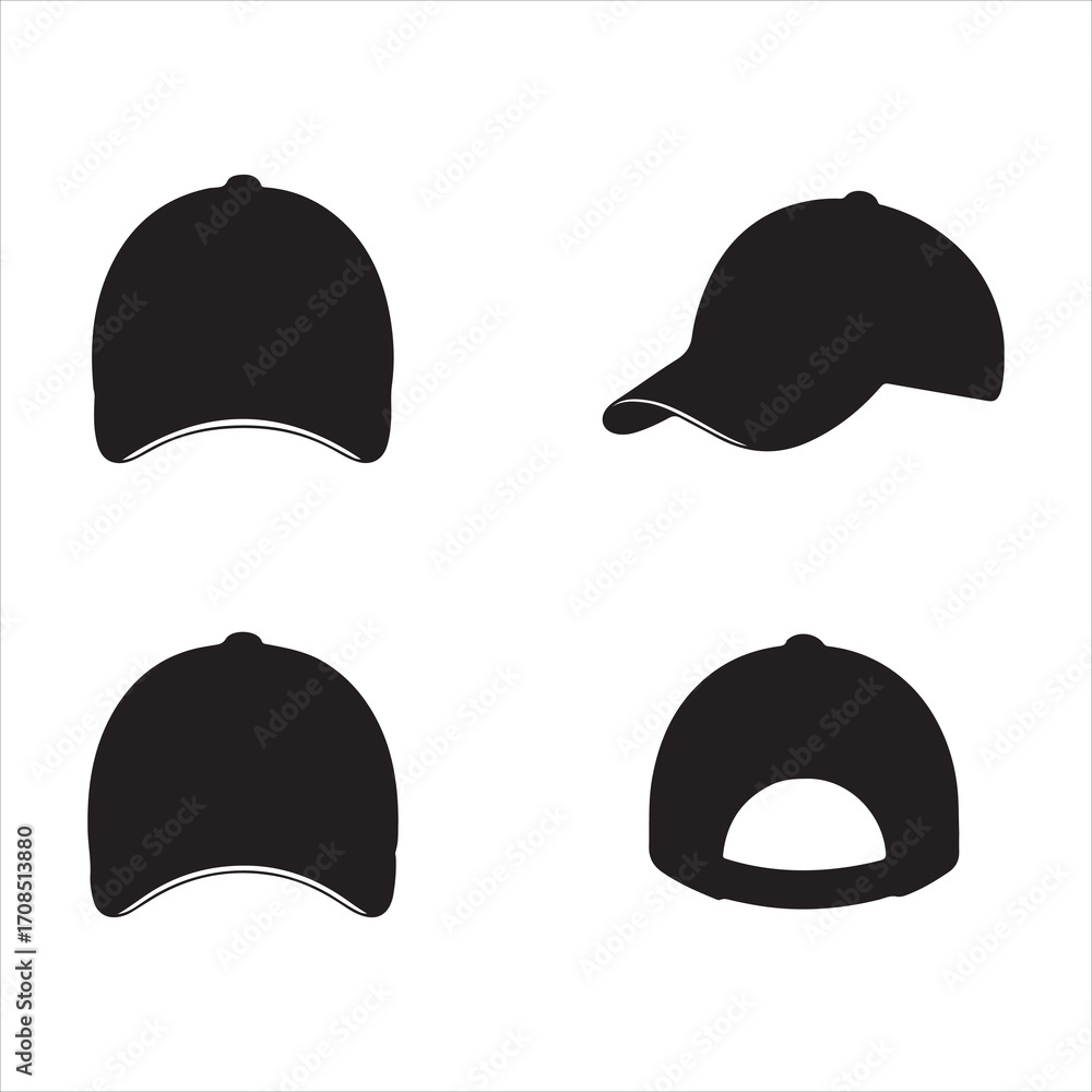 Vector illustration set of blank baseball caps and hats for fashion and sport design Vector illustration set of blank baseball caps and hats for fashion and sport design