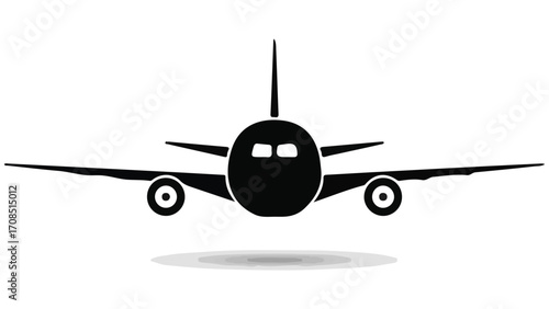 Print"Airplane Flying Silhouette | Passenger Jet Camms Vector | Aviation Travel Aircraft Clipart"