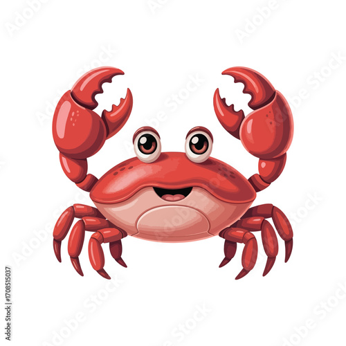 
Funny Red Crab Cartoon with Raised Claws