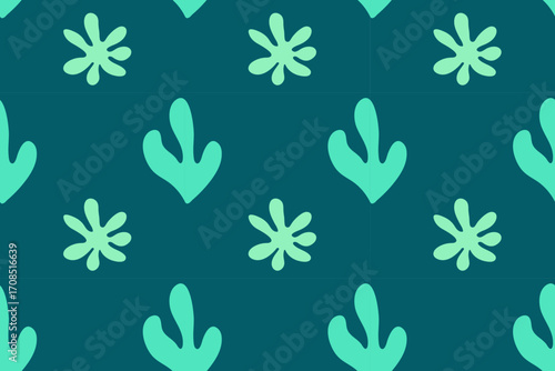 Seamless coral pattern on a marine background for fabric, packaging, wallpaper design