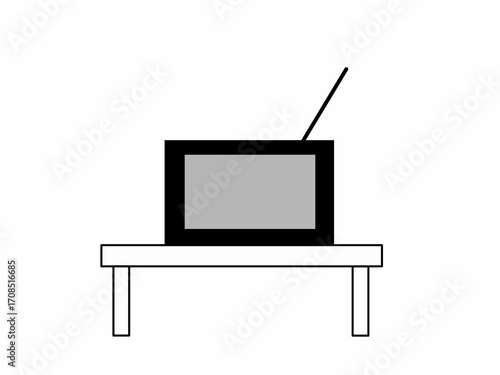 vector illustration of a TV set on a table
