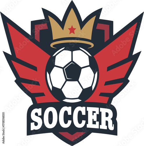 Soccer Championship Crowned Champion Emblem Design Sport Award Victory
