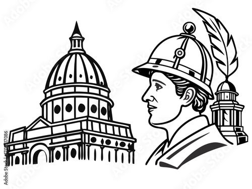 A vibrant vector illustration of a Greek temple, showing its ancient architecture and religious importance as a European landmark