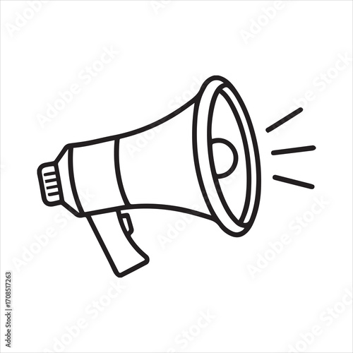 megaphone line art vector, hand holding megaphone silhouette vector illustration