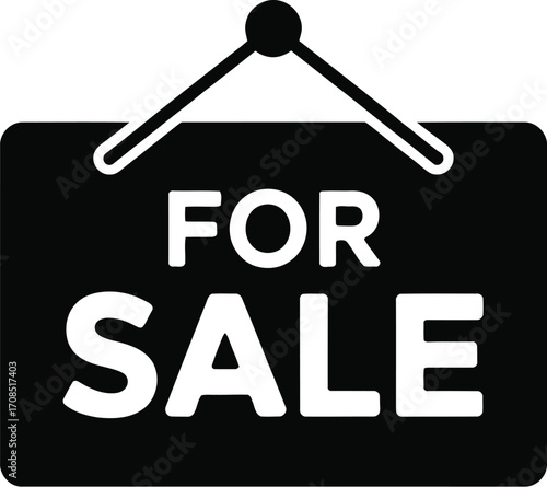 Bold "For Sale" sign hanging, announcing availability and opportunity
