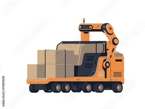 Automated Cargo Handler Pixel Art Illustration on transparent Background Isolated