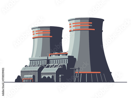 Pixel Art Nuclear Power Plant Illustration on Transparent Background