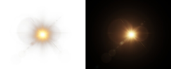 Golden Lens Flare Overlay PNG Transparent Cinematic Light Effect. Camera Flare Overlay PNG