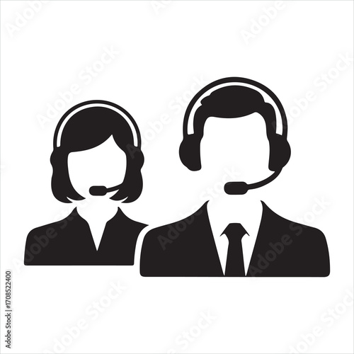 Call center operator icon vector illustration of a customer service representative with a headset
