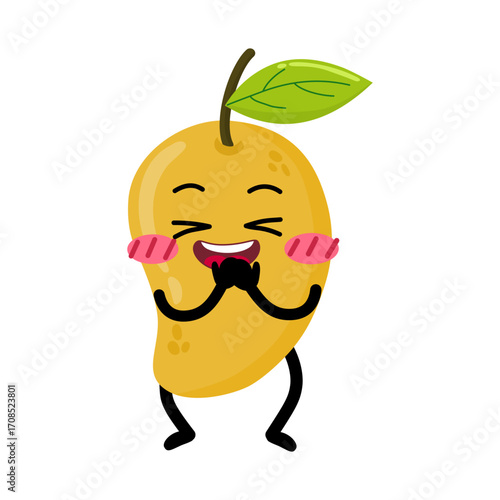 Cute Hand Drawn Shy Mango Blushing