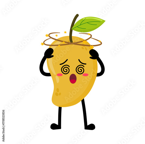 Cute Hand Drawn Dizzy Mango With Spinning Head