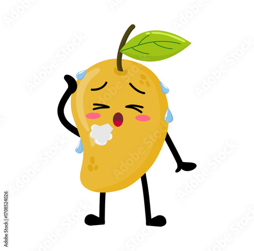 Cute Hand Drawn Tired Mango Sigh