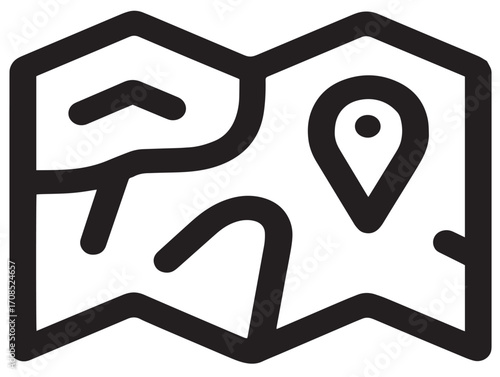 Elegant outlined map symbol drawn in decorative clean line vector