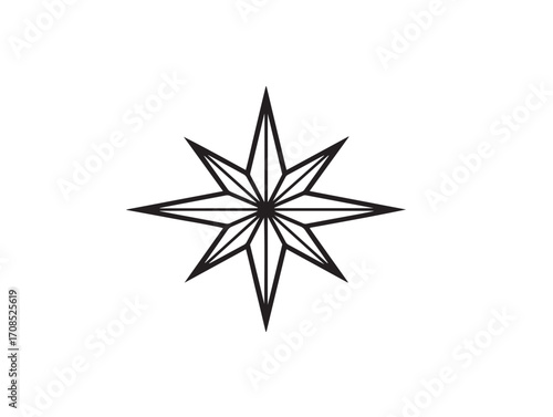 Elegant north star illustration created with minimalist modern line art