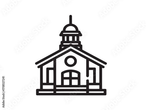 Minimal school building stock illustration in clean line art