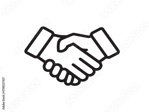 Minimal handshake stock illustration with clean outline style