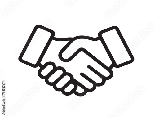 Shaking hands vector line art stock symbol in minimal outline