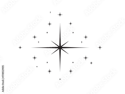 Decorative star field pattern icon in minimalist line art