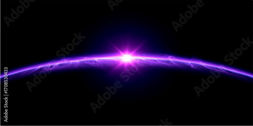 Bright aurora glow and purple lights flash in the dark space backdrop, creating a beautiful looping motion art design