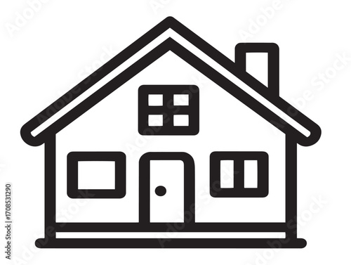 Suburban house architecture vector illustration in clean line artwork