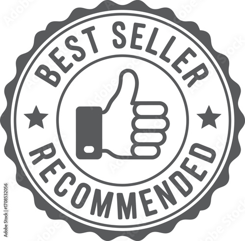 Best seller recommended thumbs up badge icon