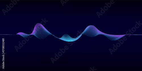 Abstract wave lines dynamic flowing colorful light isolated on black background. Vector illustration design element in concept of music, party, technology, modern.