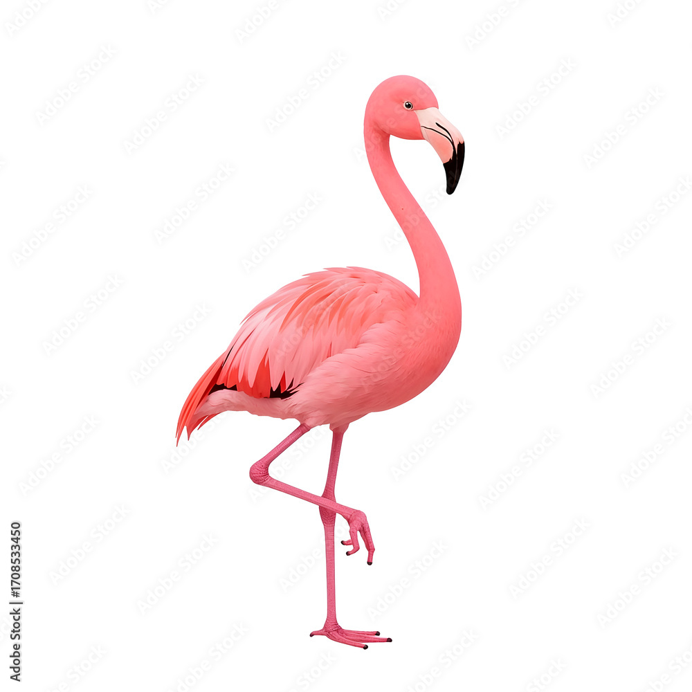 Fototapeta premium pink flamingo on white background