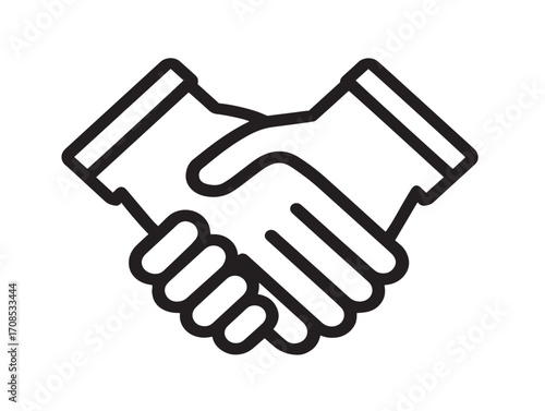 Human hands teamwork cooperation symbol vector with line art style