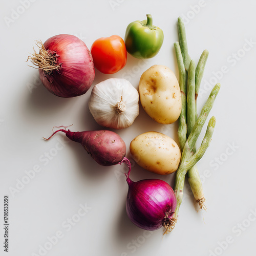 Minimalist Flat Lay of Organic Vegetables