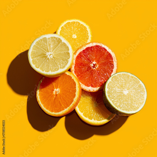 Modern Still Life of Vibrant Citrus Fruits