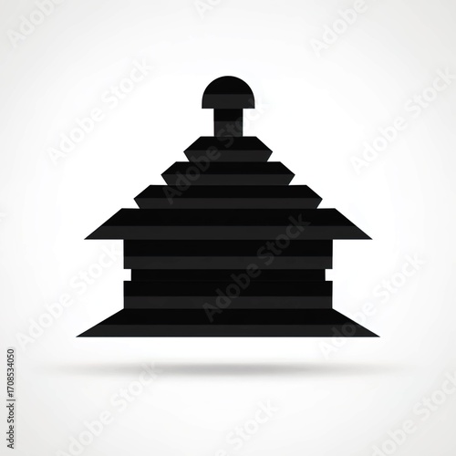 Rooftop Beehive with Solar Panel silhouette.
