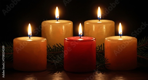 Burning candles arrangement