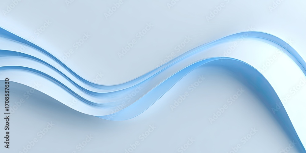 Obraz premium Light blue, wavy, layered, abstract design