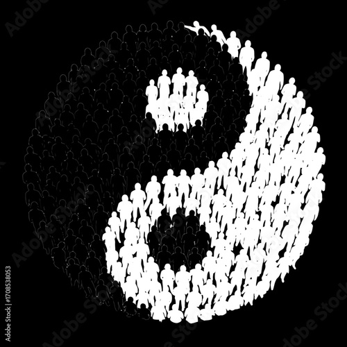 yin yang symbol made of people vector
