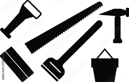 Set of carpenter tools vector illustration for woodworking projects and diy crafts
