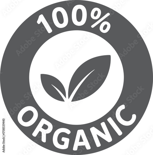 100 percent organic seal with leaves icon