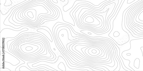 Abstract black and white topographic contours lines of mountains. Topography map art curve drawing. vector illustration.	