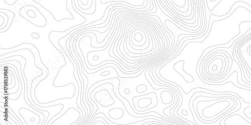 Abstract black and white topographic contours lines of mountains. Topography map art curve drawing. vector illustration.	
