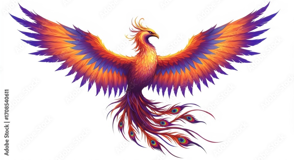 Obraz premium Legendary Fenghuang Phoenix Vector for Cultural Art Projects