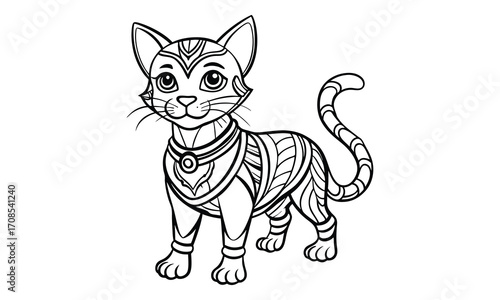 Shadow Cat, kids line art doodle pattern design t shirt silhouette and vector, intricate line art design, relaxing printable, high-quality illustration for stress relief, art therapy activity.