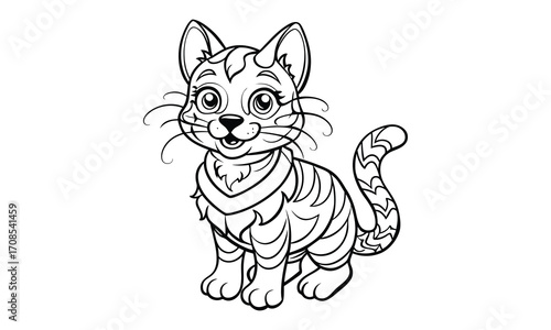 Shadow Cat, kids line art doodle pattern design t shirt silhouette and vector, intricate line art design, relaxing printable, high-quality illustration for stress relief, art therapy activity.