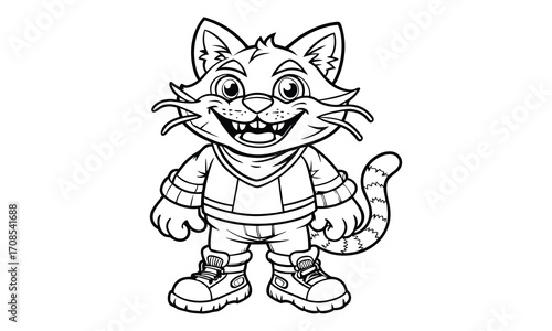 Shadow Cat, kids line art doodle pattern design t shirt silhouette and vector, intricate line art design, relaxing printable, high-quality illustration for stress relief, art therapy activity.