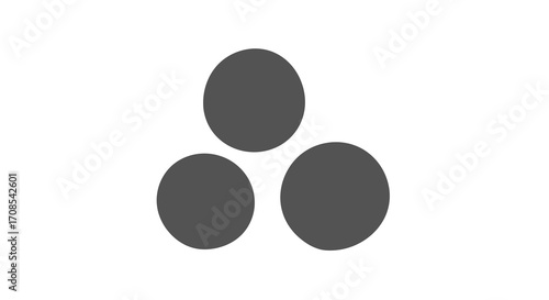 Three dark circles geometric symbol on white background